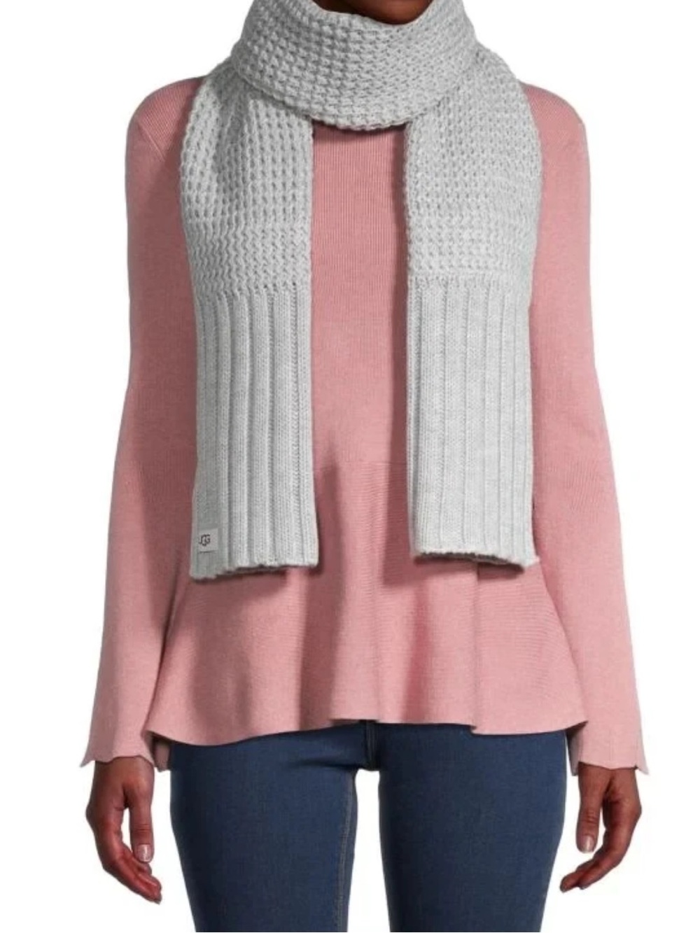 UGG Gray Knit Scarf Winter Snow Cozy Soft